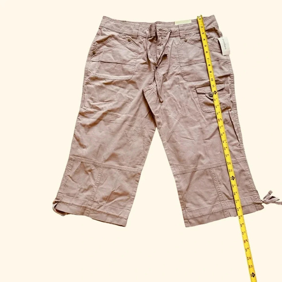 Dressbarn Capri Pants Pale Pastel Pink Drawstring Wide-Leg Cotton 10 NWT - Picture 3 of 13
